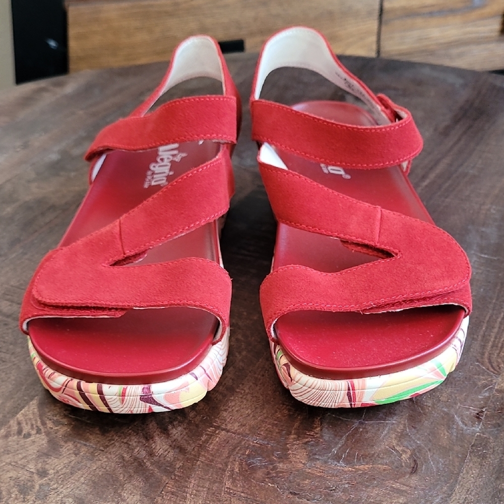 Alegria Women's Red Suede Sandals